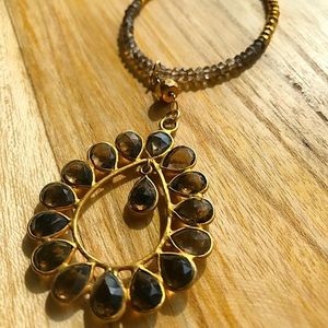 NEW Smokey Quartz India pendant gemstone necklace